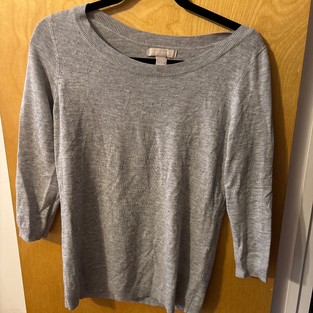 Wool Blend Gray Banana Republic Sweater with Beads